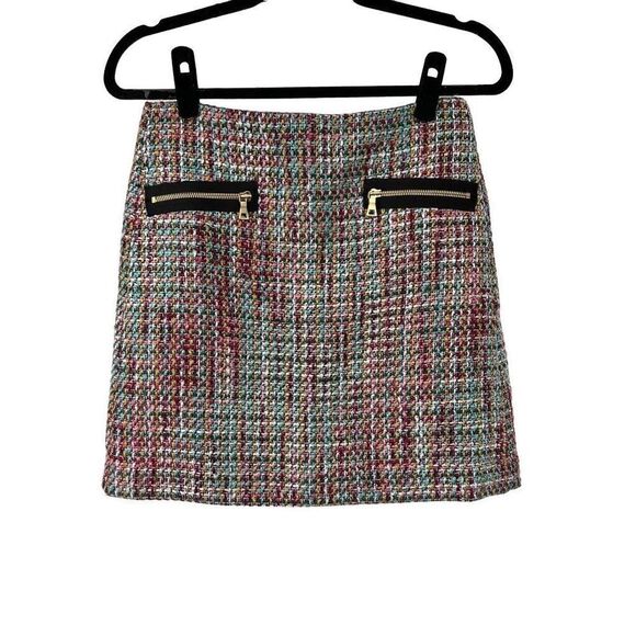 Loft Multicolor Zip Pocket Tweed Mini Skirt - Picture 1 of 10